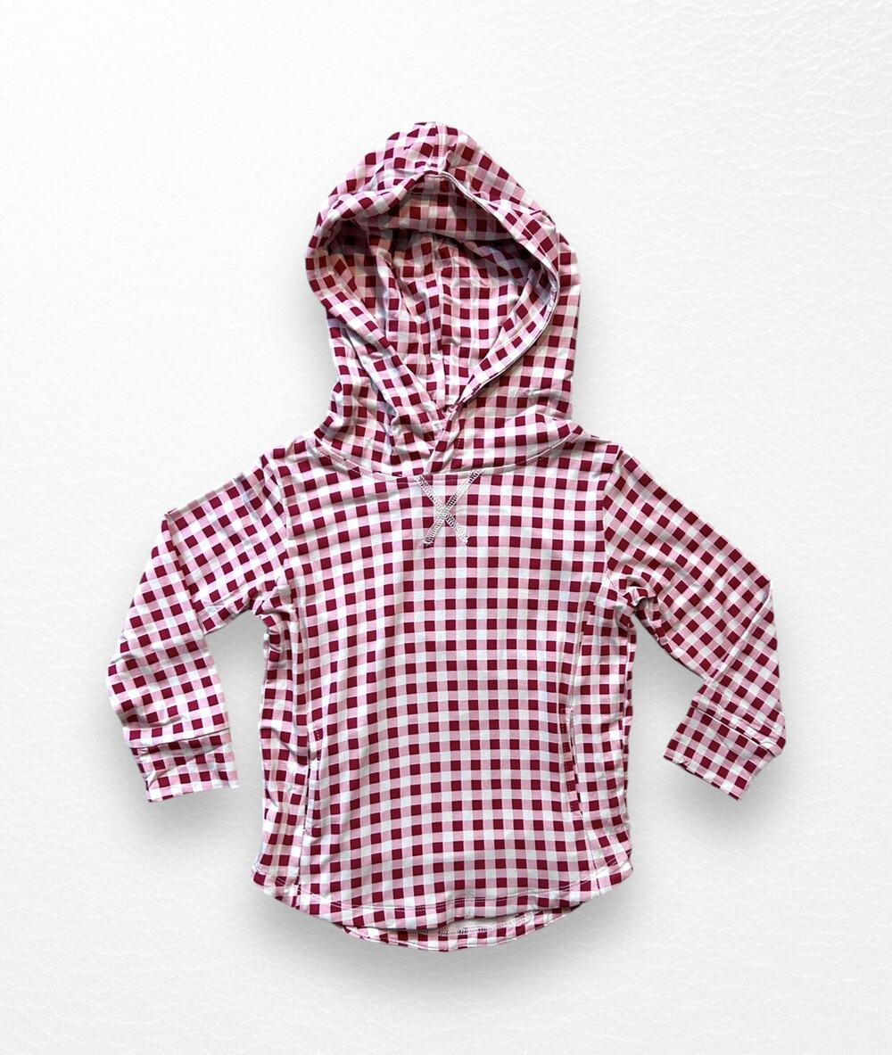 NWT Kate Quinn Bamboo Pullover Gingham Hoodie, Size 2T